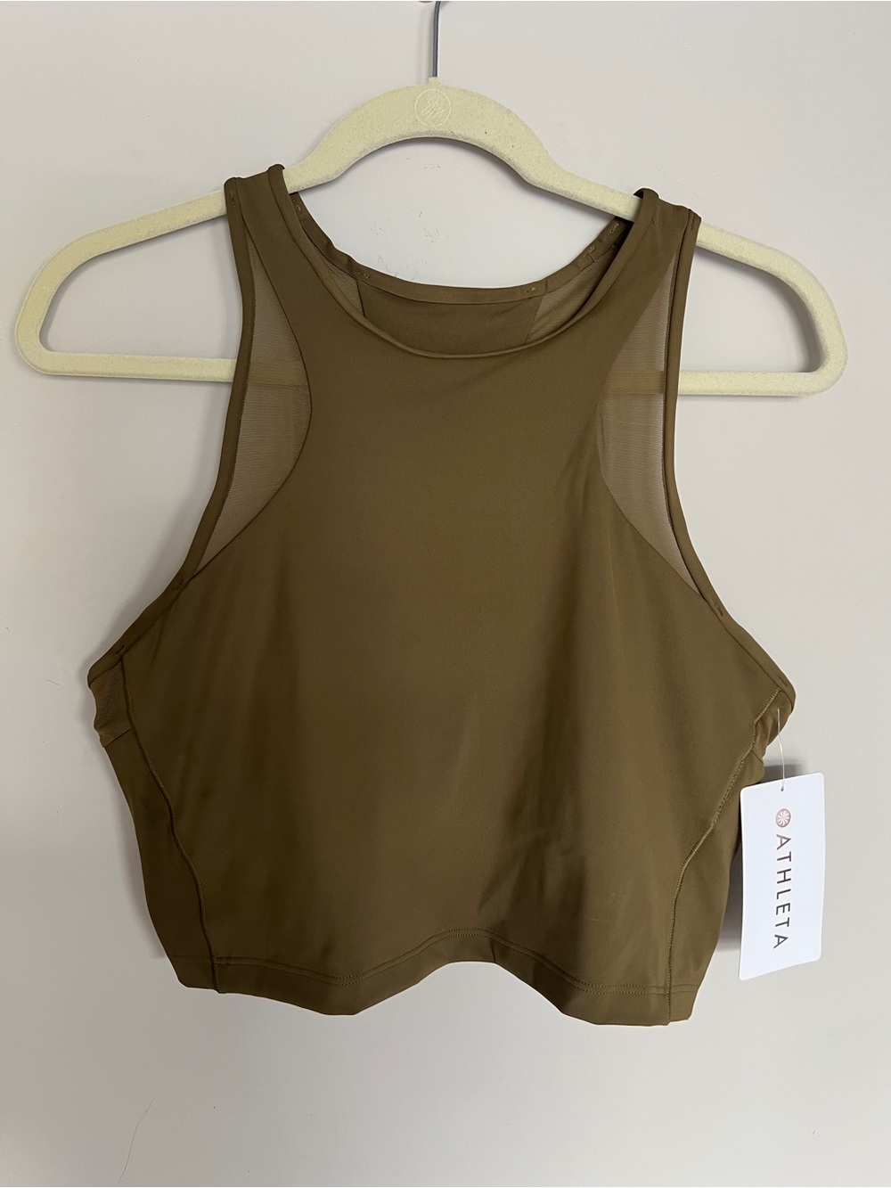 Athleta NWT!! Olive High-Neck Racerback Sports Crop Tank